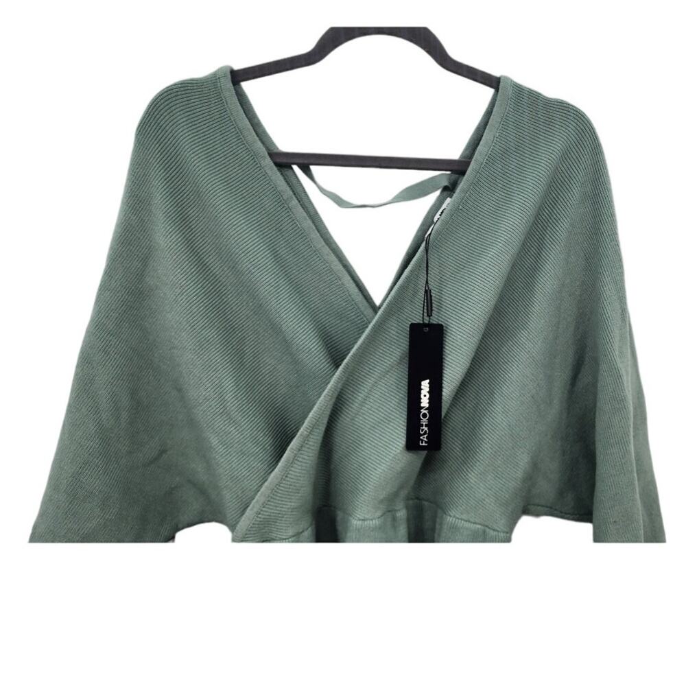 New NWT Plus Size Annabelle Sweater Mini Dress - Sage Size 3X Fashion Nova - Picture 8 of 10